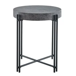 Faux Concrete And Metal Base Accent Table-Kirkland's Home Shop