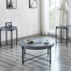 Faux Concrete And Metal Base Accent Table-Kirkland's Home Shop