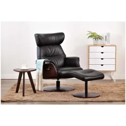 Faux Leather Accent Chair With Ottoman-Kirkland's Home Best Sale