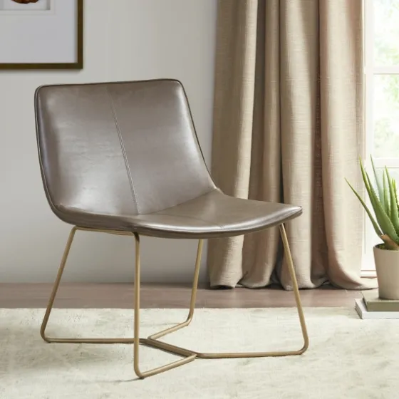 Faux Leather Accent Chair With Gold Base-Kirkland's Home Cheap