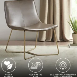Faux Leather Accent Chair With Gold Base-Kirkland's Home Cheap