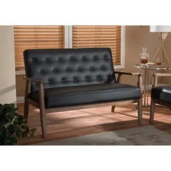 Faux Leather And Rubberwood Loveseat, 49 In.-Kirkland's Home Sale