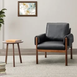 Faux Leather And Wood Accent Chair-Kirkland's Home Fashion