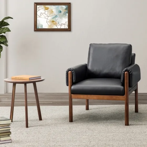 Faux Leather And Wood Accent Chair-Kirkland's Home Fashion