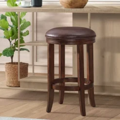 Faux Leather And Wood Counter Stool-Kirkland's Home Fashion