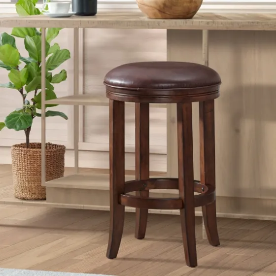 Faux Leather And Wood Counter Stool-Kirkland's Home Fashion