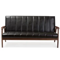 Faux Leather Channel Sofa, 63 In.-Kirkland's Home Fashion
