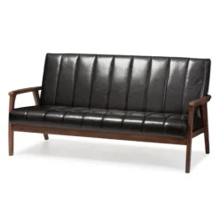 Faux Leather Channel Sofa, 63 In.-Kirkland's Home Fashion