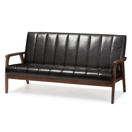 Faux Leather Channel Sofa, 63 In.-Kirkland's Home Fashion