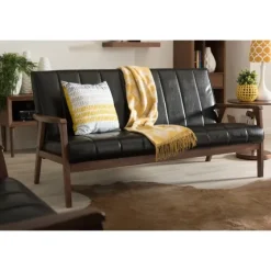Faux Leather Channel Sofa, 63 In.-Kirkland's Home Fashion