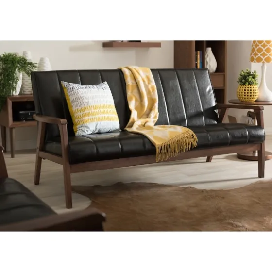 Faux Leather Channel Sofa, 63 In.-Kirkland's Home Fashion