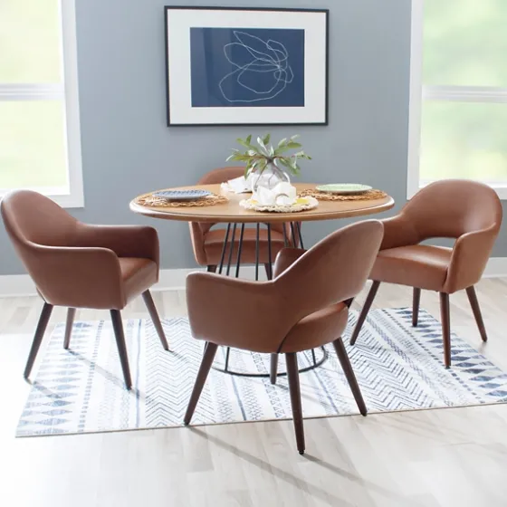 Faux Leather Curved Open Back Dining Chair-Kirkland's Home Clearance