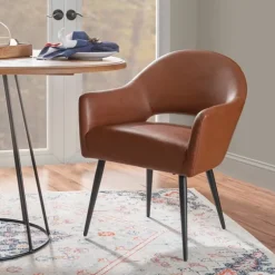 Faux Leather Curved Open Back Dining Chair-Kirkland's Home Clearance