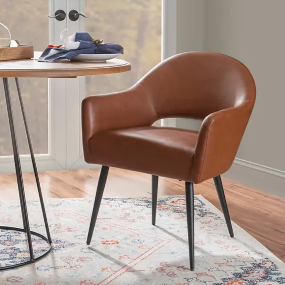 Faux Leather Curved Open Back Dining Chair-Kirkland's Home Clearance