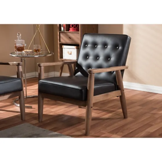 Faux Leather Mid-Century Modern Accent Chair-Kirkland's Home New