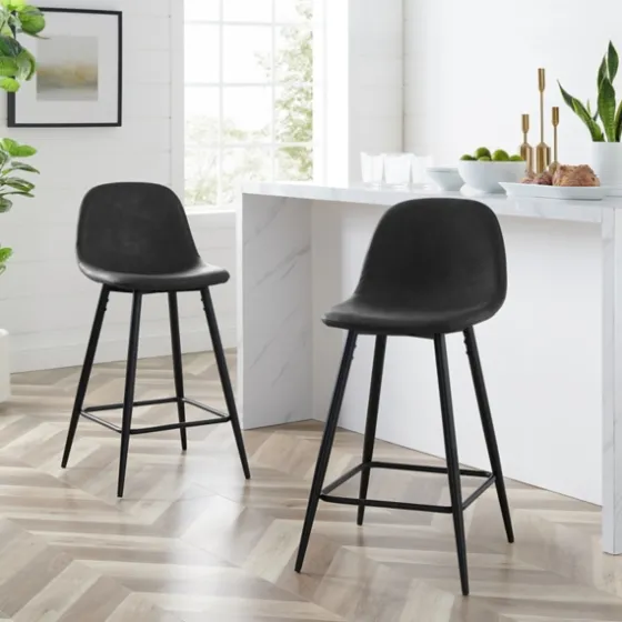Faux Leather Slope Bar Stools, Set Of 2-Kirkland's Home Cheap
