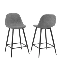 Faux Leather Slope Counter Stools, Set Of 2-Kirkland's Home Fashion