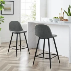Faux Leather Slope Counter Stools, Set Of 2-Kirkland's Home Fashion
