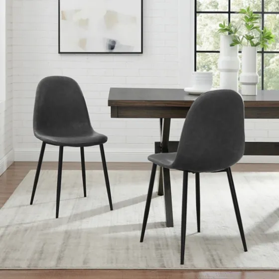 Faux Leather Slope Dining Chairs, Set Of 2-Kirkland's Home Cheap