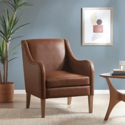 Faux Leather Sloped Arm Accent Chair-Kirkland's Home Online