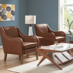 Faux Leather Sloped Arm Accent Chair-Kirkland's Home Online