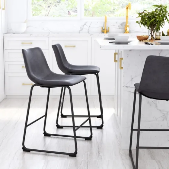 Faux Leather Sloped Counter Stools, Set Of 2-Kirkland's Home Fashion