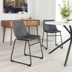 Faux Leather Sloped Dining Chairs, Set Of 2-Kirkland's Home Fashion