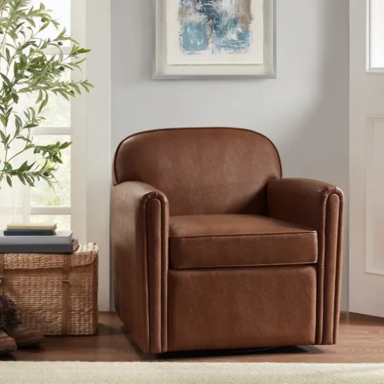 Faux Leather Swivel Club Chair-Kirkland's Home Best