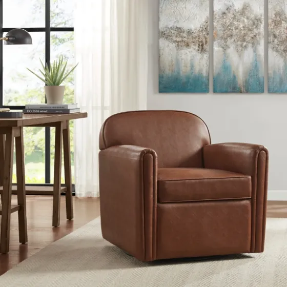 Faux Leather Swivel Club Chair-Kirkland's Home Best