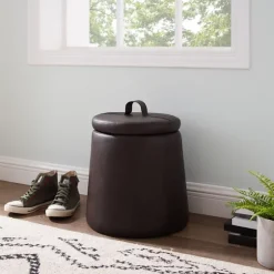 Faux Leather Top Handle Storage Ottoman-Kirkland's Home Cheap