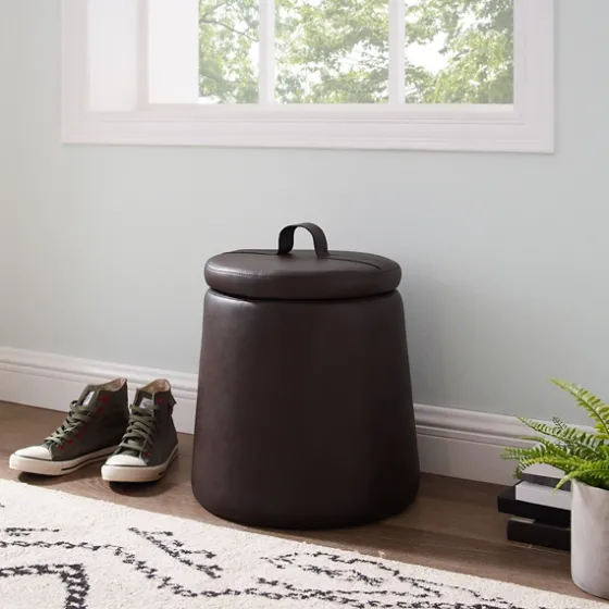Faux Leather Top Handle Storage Ottoman-Kirkland's Home Cheap