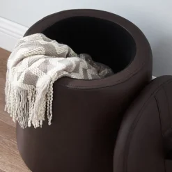 Faux Leather Top Handle Storage Ottoman-Kirkland's Home Cheap
