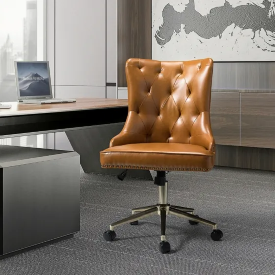 Faux Leather Tufted Back Office Chair-Kirkland's Home Online