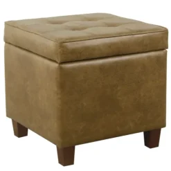 Faux Leather Tufted Storage Ottoman-Kirkland's Home Online