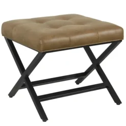 Faux Leather Tufted X-Frame Bench-Kirkland's Home New