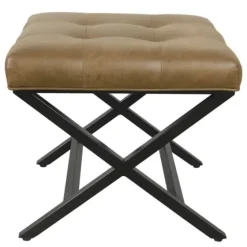Faux Leather Tufted X-Frame Bench-Kirkland's Home New