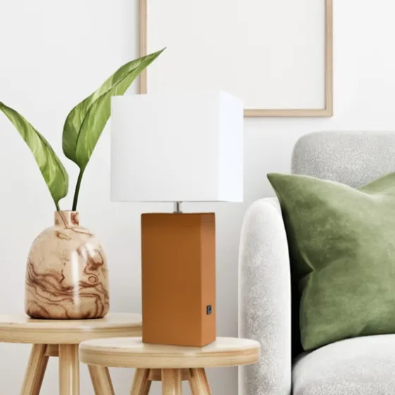 Faux Leather Usb Table Lamp-Kirkland's Home Shop