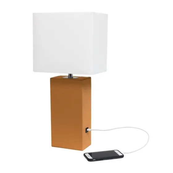 Faux Leather Usb Table Lamp-Kirkland's Home Shop