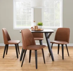 Faux Leather Wood Dining Chairs, Set Of 2-Kirkland's Home Cheap