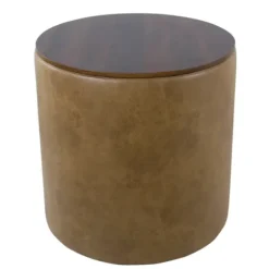 Faux Leather Wood Top Storage Ottoman-Kirkland's Home Cheap