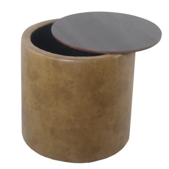 Faux Leather Wood Top Storage Ottoman-Kirkland's Home Cheap