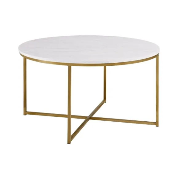 Faux Marble & Gold X-Base Coffee Table-Kirkland's Home Best