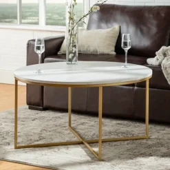 Faux Marble & Gold X-Base Coffee Table-Kirkland's Home Best