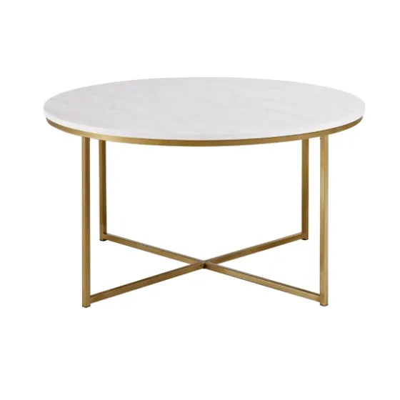 Faux Marble & Gold X-Base Coffee Table-Kirkland's Home Best