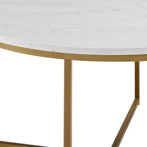 Faux Marble & Gold X-Base Coffee Table-Kirkland's Home Best