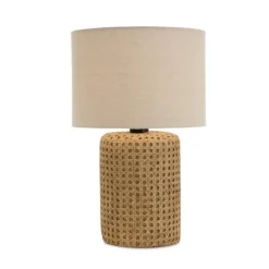 Faux Woven Wood And Linen Table Lamp-Kirkland's Home Discount