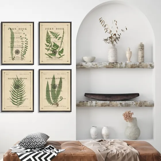 Fern Illustrations Framed Art Prints, Set Of 4-Kirkland's Home Discount