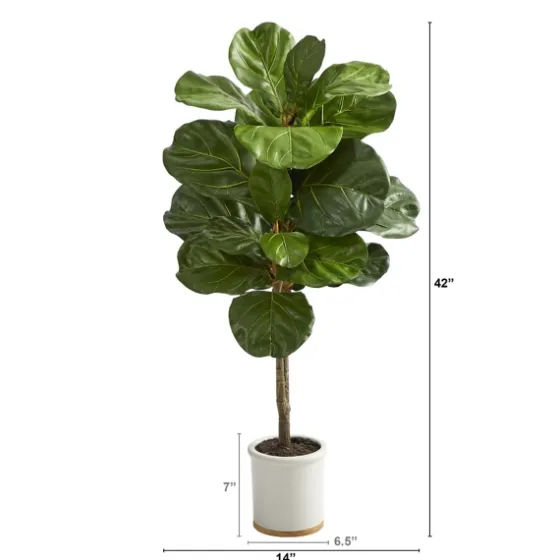 Fiddle Leaf Fig In White Ceramic Planter, 42 In.-Kirkland's Home Shop