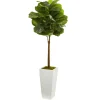 Fiddle Leaf Fig In White Tower Planter-Kirkland's Home New