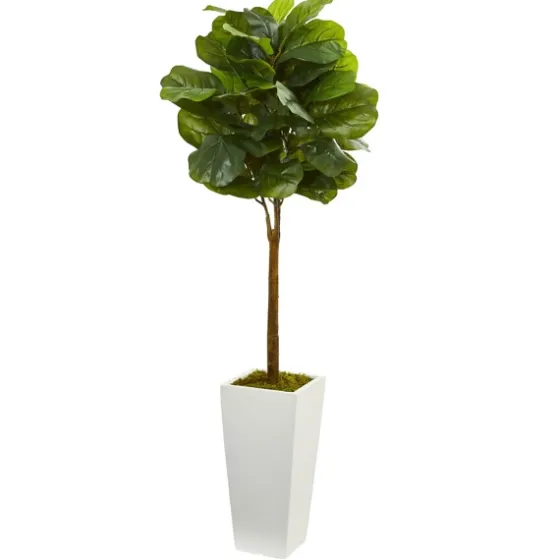 Fiddle Leaf Fig In White Tower Planter-Kirkland's Home New
